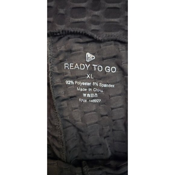 Workout Ready Black Textured Leggings XL Moisture Wicking Fabric 92% Polyester 8 - Picture 2 of 3